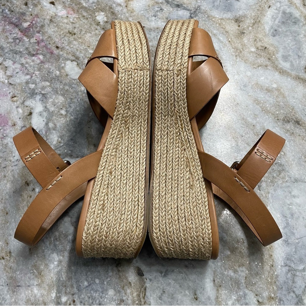 PRADA Espadrilles Sandals Size 40 Brown Tan Leather - Picture 5 of 14